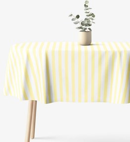 Goldea oválny obrus 100% bavlnené plátno - žlté prúžky 140 x 220 cm