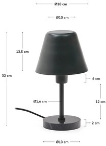 Tmavozelená/čierna mramorová stolová lampa s kovovým tienidlom (výška 32 cm) Calina – Kave Home