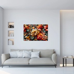 Obraz - Oranžovo-červené kvety (90x60 cm)