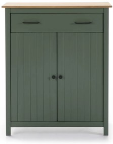 Zelená/v prírodnej farbe vysoká komoda z borovicového dreva 90x110 cm Miranda – Marckeric