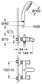 GROHE 2546010A - Vaňová batéria COSTA L DN 15 lesklý chróm