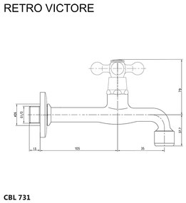 Mereo Mereo, Nástenný kohútik, Retro Viktorie, 1/2", chróm, MER-CBL731
