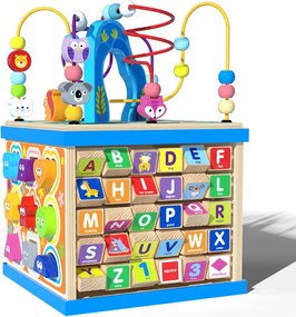 LEAN Toys Vzdelávacie puzzle Drevená kocka Abeceda vzor Sorter