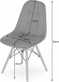 AKCIA Sivá zamatová jedálenská stolička DUMO II. akosť