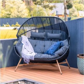 MI Dvojité ratanové kreslo HOLAND čierne