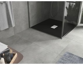 Mexen Hugo, štvorcová sprchová vanička SMC 100 x 100 cm, čierna, oceľová krytka, 42701010-X