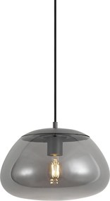 Retro závesná lampa kovovo sivá s dymovým sklom - Giselle