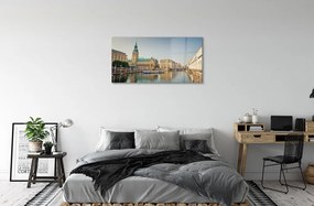 Sklenený obraz Nemecko Hamburg River katedrála 125x50 cm