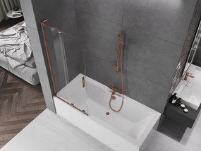 Mexen Velar L, 2-krídlová posuvná vaňová zástena 80 x 150 cm, 8mm číre sklo, ružové zlato, 896-080-003-01-60