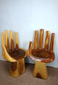 Dizajnová stolička RUKA, exotické drevo, ručná práca