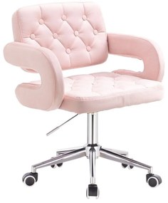 LuxuryForm DESIGN Stolička ADRIA VELUR na striebornej podstave s kolieskami - ružová
