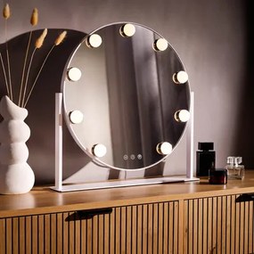 Okrúhle zrkadlo s LED svietidlami biele 44 cm