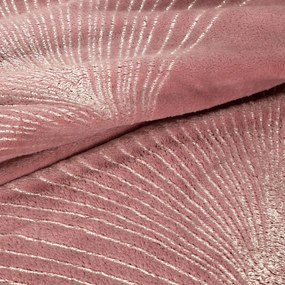 Kvalitná ružová deka vhodná ako prehoz so zlatým vzorom 150 x 200 cm