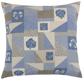 Bellatex Vankúšik EMA Patchwork modrá, 45 x 45 cm