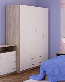 Šatníková skriňa-dub Sonoma STANA, biele drevo