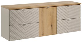 Závěsná skříňka pod umyvadlo Viva Cashmere s deskou 160 cm kašmír/dub coast evoke