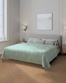 Prehoz na posteľ 220x260 cm farba produktu zelená látka zapletaná, vzorované