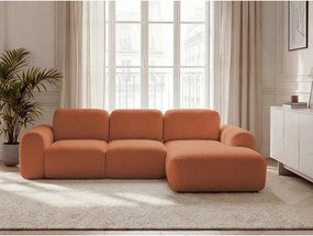 Oranžová rozkladacia/s úložným priestorom rohová pohovka z textílie buklé (pravý roh/s leňoškou) Montaigne – Bobochic Paris