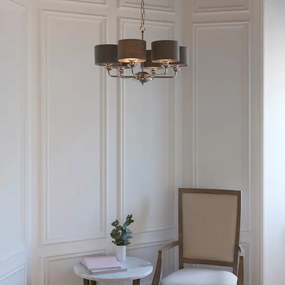 Endon 94381 - Luster na reťazi HIGHCLERE 6xE14/28W/230V šedá/lesklý chróm