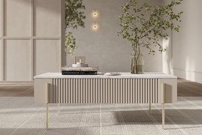 Konferenčný stolík Malmi 100 cm - kašmírová / crema bianca / zlatá