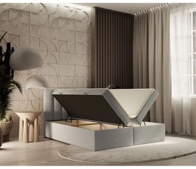 Svetlosivá boxspring posteľ s úložným priestorom 140x200 cm Novento – Maison de Rêve