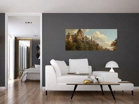 Obraz - Jan van der Heyden, View Down a Dutch Canal, reprodukcia (120x50 cm)