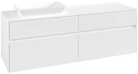 VILLEROY &amp; BOCH Collaro závesná skrinka pod umývadlo na dosku (umývadlo vľavo), 4 zásuvky, s LED osvetlením, 1600 x 500 x 548 mm, White Matt, C121B0MS