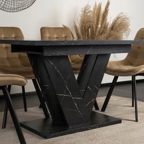JAKS Jedálenský stôl Clark 120 cm čierny mramor glamour
