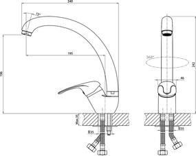 Aqualine KASIOPEA 35 stojanková drezová batéria, vysoké ramienko, chróm 1107-65