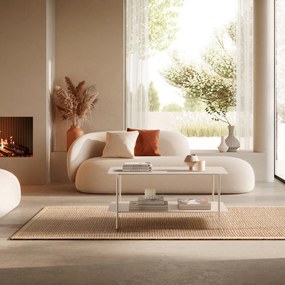 Krémovobiely kovový konferenčný stolík 58x90 cm Beatrix – MOME