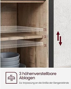 Príborník, Úložná skrinka, Komoda s 2 posuvnými dvierkami, ťavia hnedá a čierna