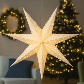 Vianočná papierová hviezda sedempapcová STARION 60 cm, biela