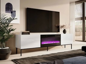 TV stolík Koda 200, Farby: biely / biely lesk + čierny, Krb: čierny