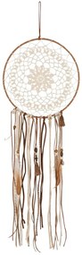 Hnedý lapač snov s korálkami a pierkami Boho -  Ø 25*78cm