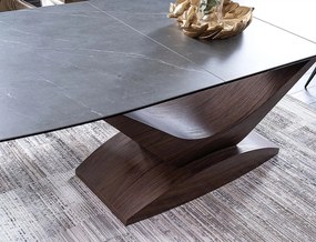 Jídelní rozkládací stůl Dolce 180/240 cm keramika šedý mramor/ořech