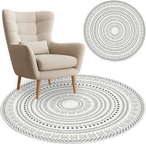 Protišmykový koberec NOVO krémový / čierny kruh