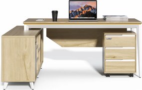 Kancelársky stôl s kontajnerom a komodou Houseland Profit Home 01 dub/biely