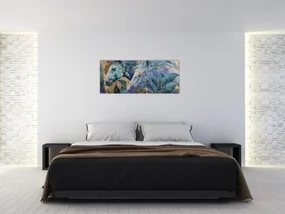 Obraz - Kone so zlatým pozadím (120x50 cm)