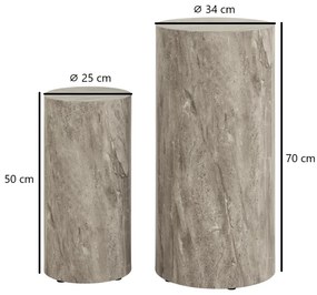 Sada 2 ks odkládacích stolků DICE šedý mramor