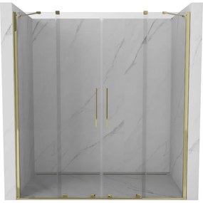 Mexen Velar Duo, posuvné dvere do otvoru 170x200 cm, 8mm číre sklo, zlatá lesklá, 871-170-000-02-50