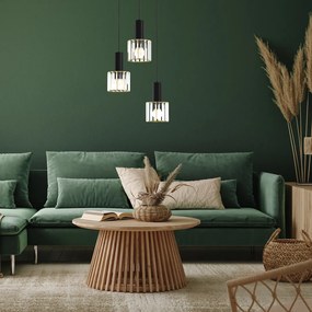 Závesné svietidlo Cristal, 3x transparentné krištáľové tienidlo, b/g, o