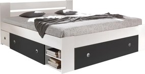 Posteľ s nočnými stolikmi Stefan 140x200 cm, biela/grafit