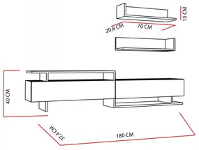 Obývacia stena Ayaz 180 cm biela/hnedá