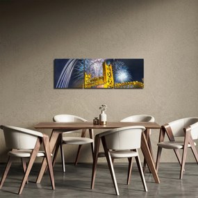 Obraz - Silvestrovská noc (s hodinami) (90x30 cm)