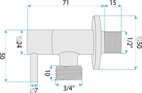 Rea 01, rohový ventil 1/2" × 3/4", zlatá matná, REA-12004