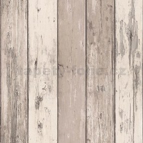 Vliesové tapety na stenu IMITATIONS 2 10200-11, rozmer 10,05 m x 0,53 m, dosky svetlo hnedo-krémové, Erismann