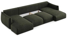 Zelená rozkladacia rohová pohovka (do tvaru "U") Leila – Makamii