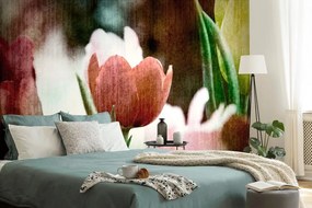 Zaujímavá tapeta tulipány v retro prevedení