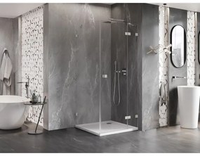 Mexen Lunar, výklopný sprchový kút pravý 80 x 80 cm, 8mm číre sklo, oceľový profil, 834-080-080-97-00-P