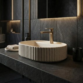 Rea Marcela Vanilla, umývadlo na dosku 600×370×135 mm, béžová matná, REA-U3520